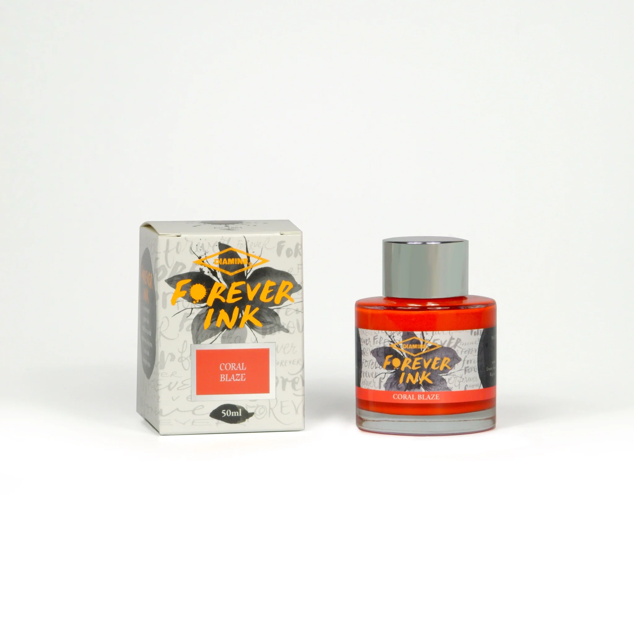 Diamine 50ml Forever Ink - Permanent Pigment Fountain Pen Ink - Coral Blaze - Image 2