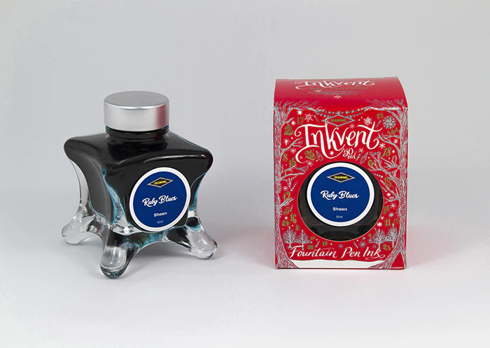 Diamine 50ml Inkvent Sheen Fountain Pen Ink - Ruby Blues - Image 2