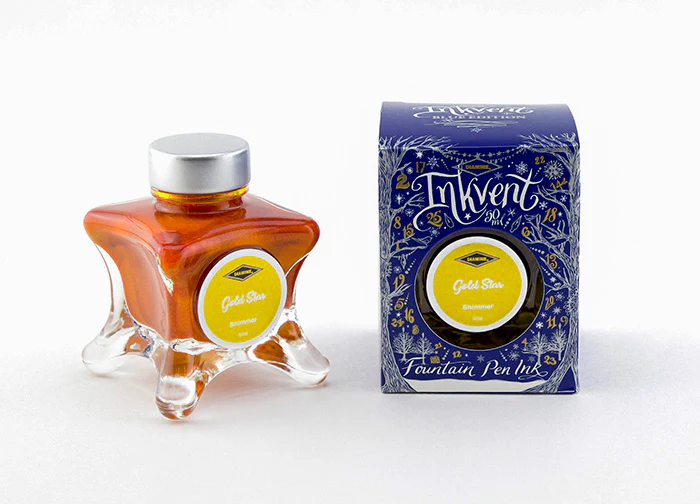 Diamine 50ml Inkvent Shimmer Fountain Pen Ink - Gold Star - Image 2