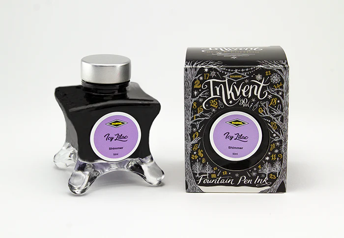 Diamine 50ml Inkvent Shimmer Fountain Pen Ink - Icy Lilac - Image 2