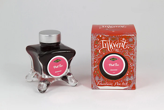 Diamine 50ml Inkvent Shimmer Fountain Pen Ink - Pink Ice - Image 2