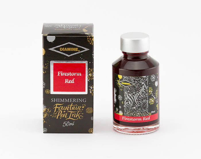 Diamine 50ml Shimmering Fountain Pen Ink - Firestorm Red - Image 2