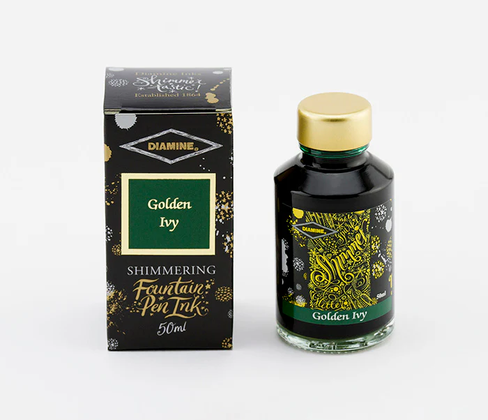 Diamine 50ml Shimmering Fountain Pen Ink - Golden Ivy - Image 2