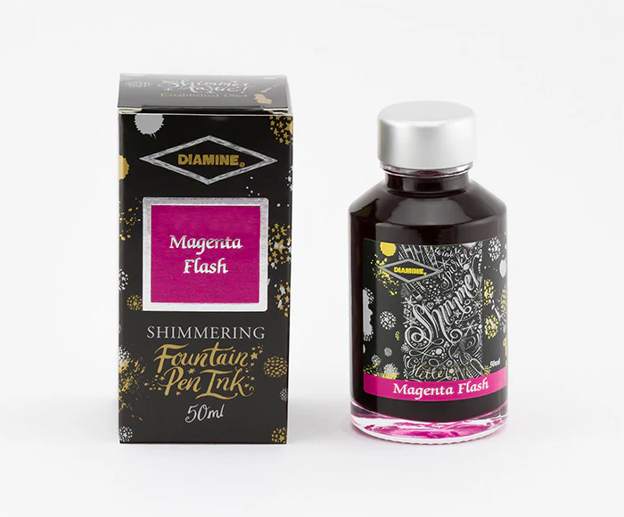 Diamine 50ml Shimmering Fountain Pen Ink - Magenta Flash - Image 2