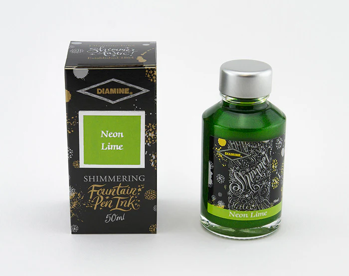 Diamine 50ml Shimmering Fountain Pen Ink - Neon Lime - Image 2