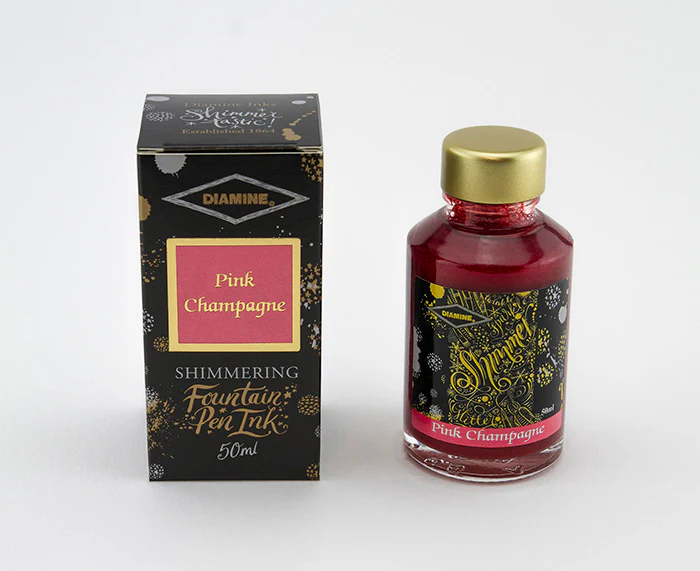 Diamine 50ml Shimmering Fountain Pen Ink - Pink Champagne - Image 2
