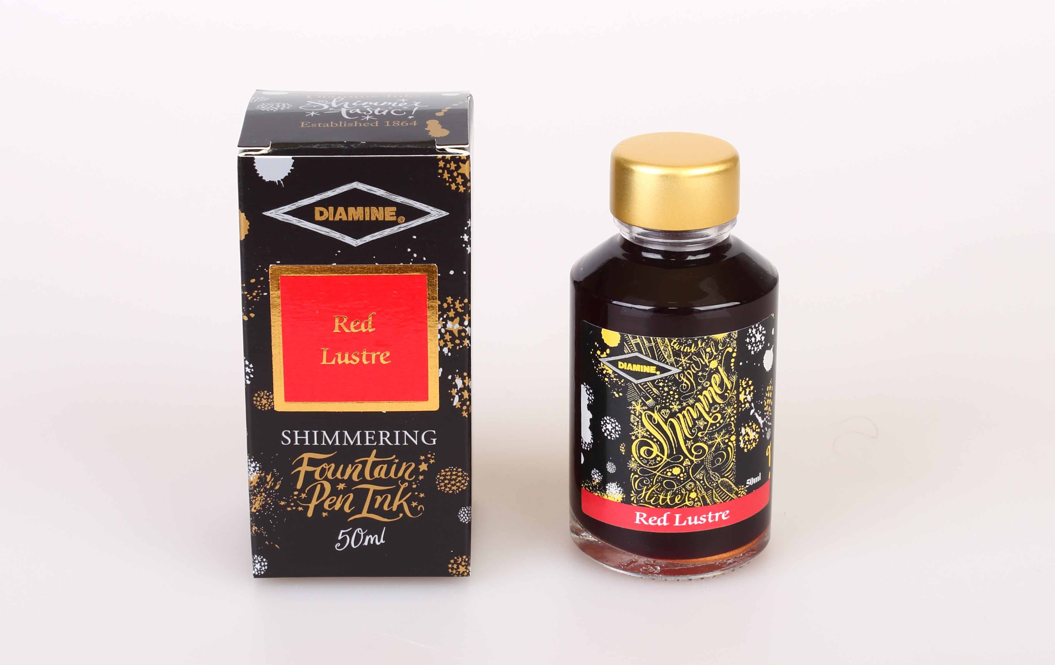 Diamine 50ml Shimmering Fountain Pen Ink - Red Lustre - Image 2