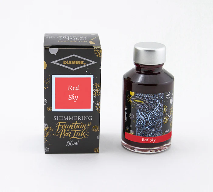 Diamine 50ml Shimmering Fountain Pen Ink - Red Sky - Image 2