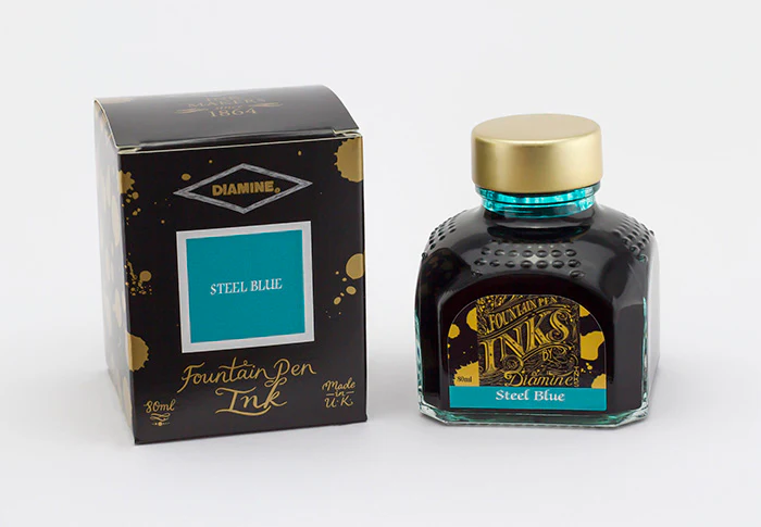 Diamine 80ml Fountain Pen Ink - Steel Blue - Image 2